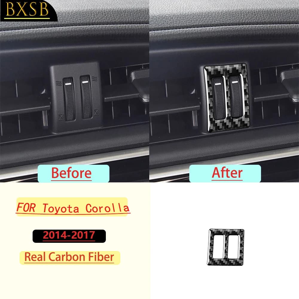 Real Soft Carbon Fiber For Toyota Corolla 2014-2018 Car Central Air Vent Switch Trim Customizable Sticker Interior Accessories