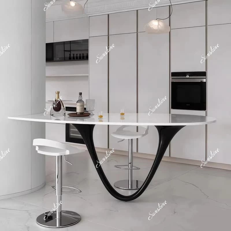 Italian design, island U-shaped table foot support frame, minimalist high-end home bar