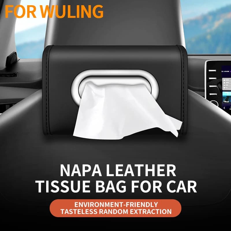 For Wuling Hongguang V CN110V 2019-2026 Confero Air Binguo S EV Darion Eksion Alvez Car Tissue Box Hanging Napkin Storage Bag