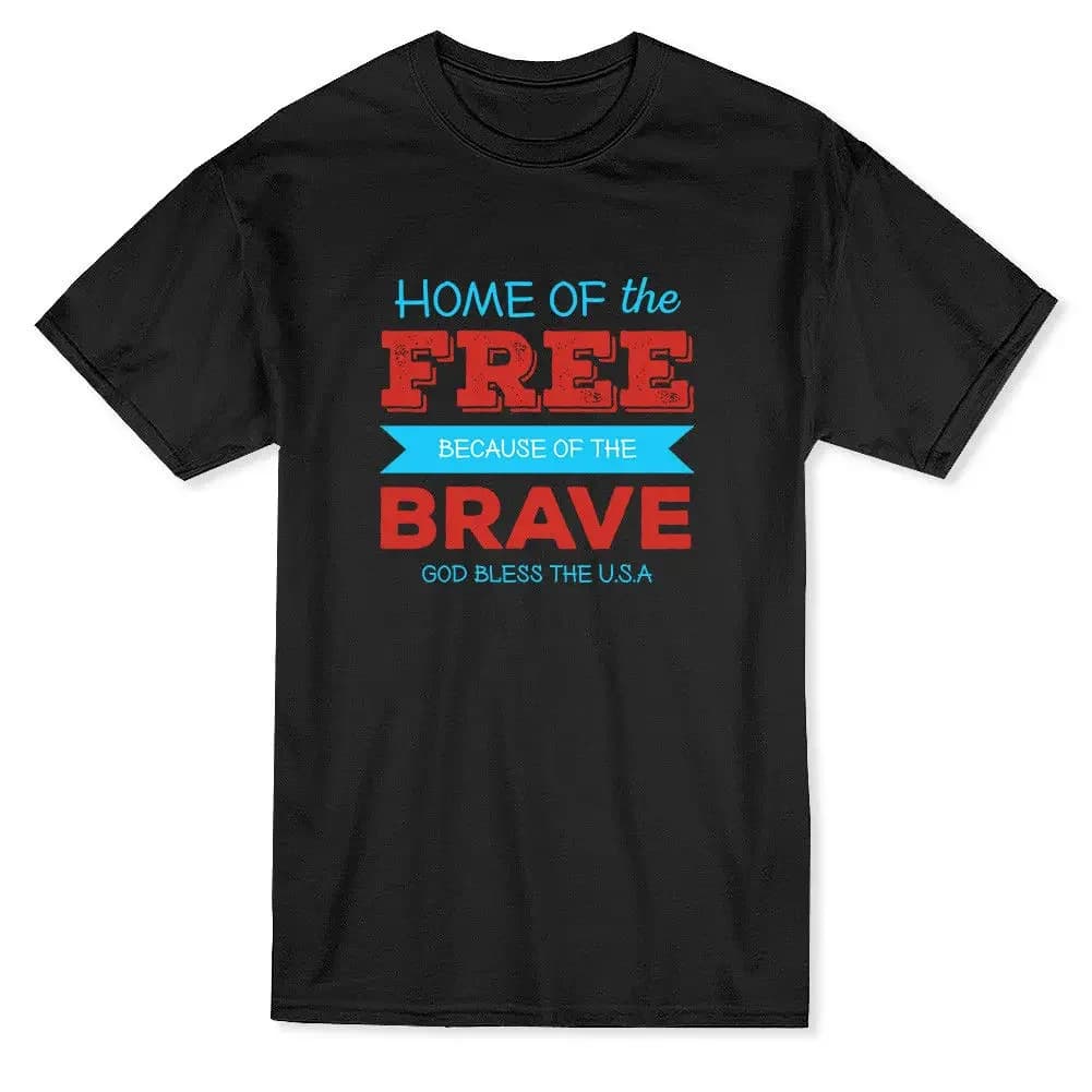 Summer Cotton Short Sleeve O-Neck Men's Tees. Home Of The Free, Because Of The Brave. Fashion T-Shirt
