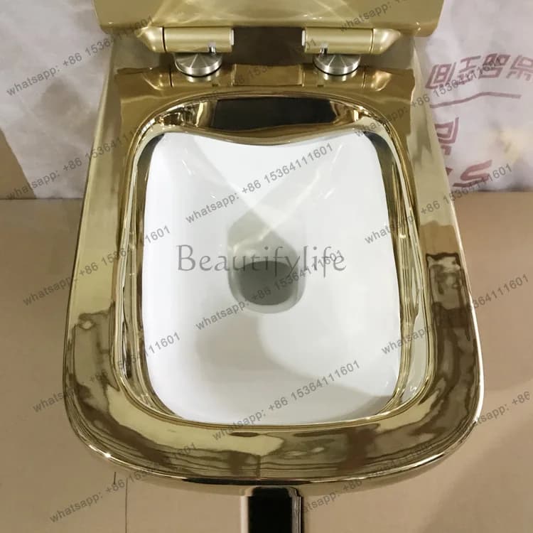 Electroplated gold hanging color wall row toilet, horizontal row personalized toilet