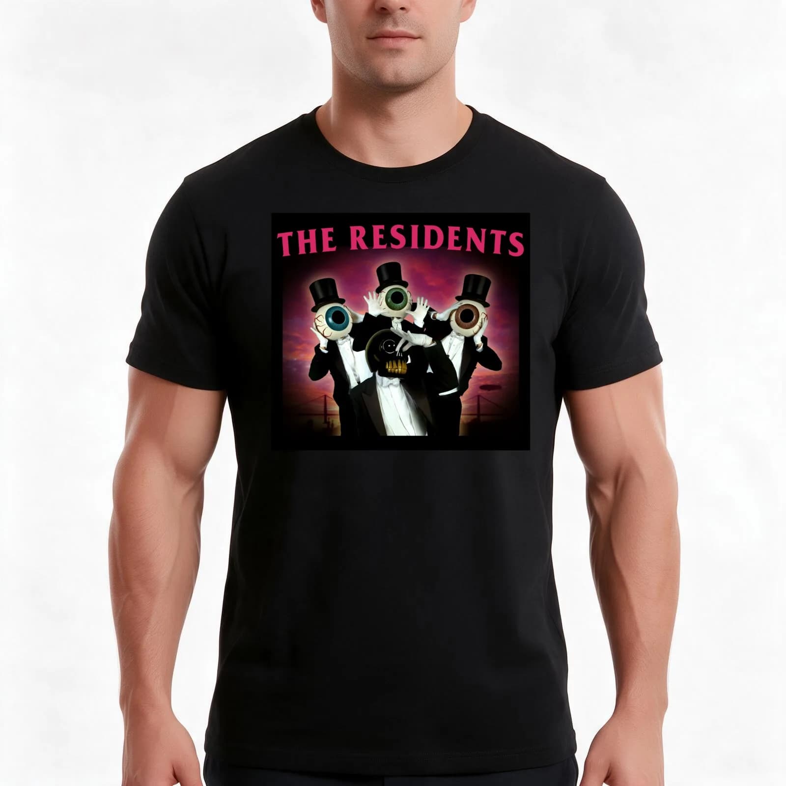 The Residents T-Shirt, Summer Casual Cotton Tee, Oversized Streetwear Tops, Vintage Graphic Print, Loose Fit Short Sleeve