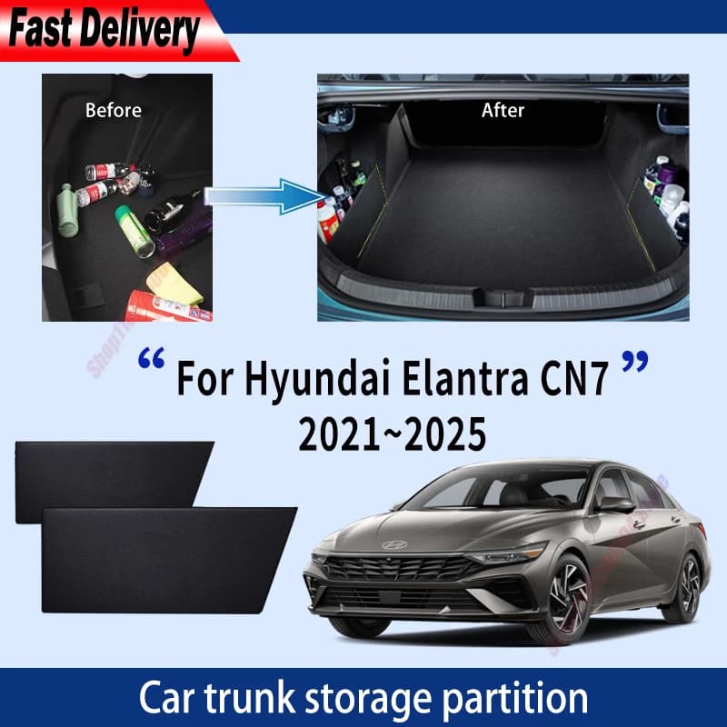 For Hyundai Elantra CN7 2021~2025 Trunk Storage Partition Multifunction Storage Auto Interior Parts Organizer