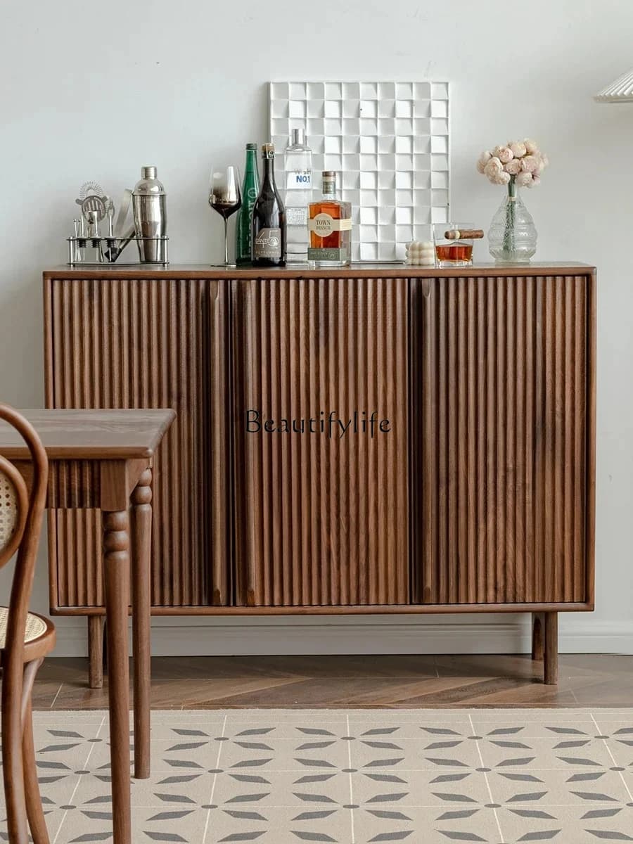 Shoe Cabinet Home Large Capacity Door Storage Cabinet Black Walnut Solid Wood