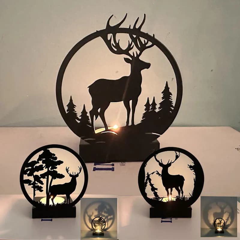 Ins Style Candle Holder Ornament Black Reindeer Living Room TV Cabinet Decoration Antlers