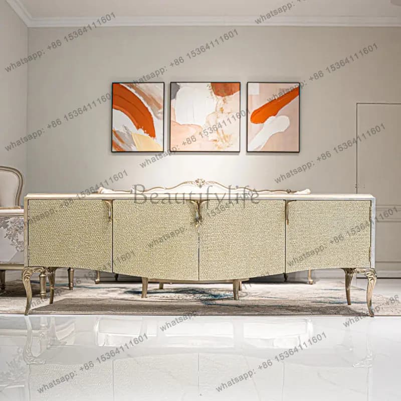 American light luxury solid wood TV cabinet home living room wall storage cabinet modern and high-end