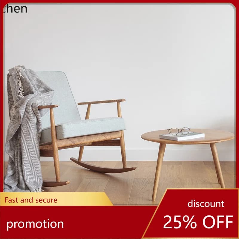 CZ Solid Wood Single Balcony Recliner Modern Sofa Rocking Chair Ash Wood