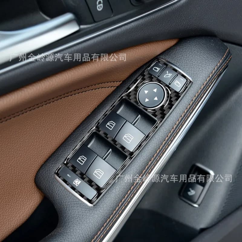 Suitable for 14-18 Mercedes-Benz CLA car interior modification carbon fiber window control panel decorative stickers