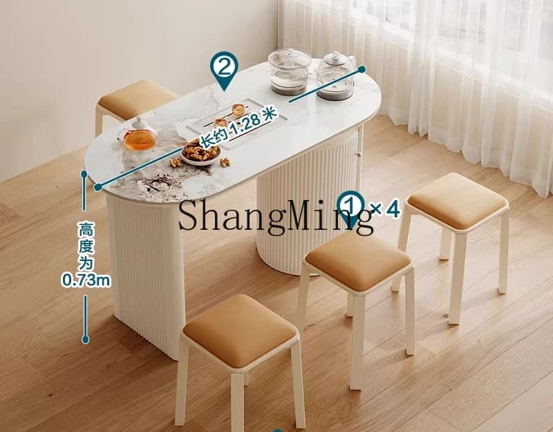 SM high-end home living room new high-end cream wind coffee table balcony small coffee table complete set