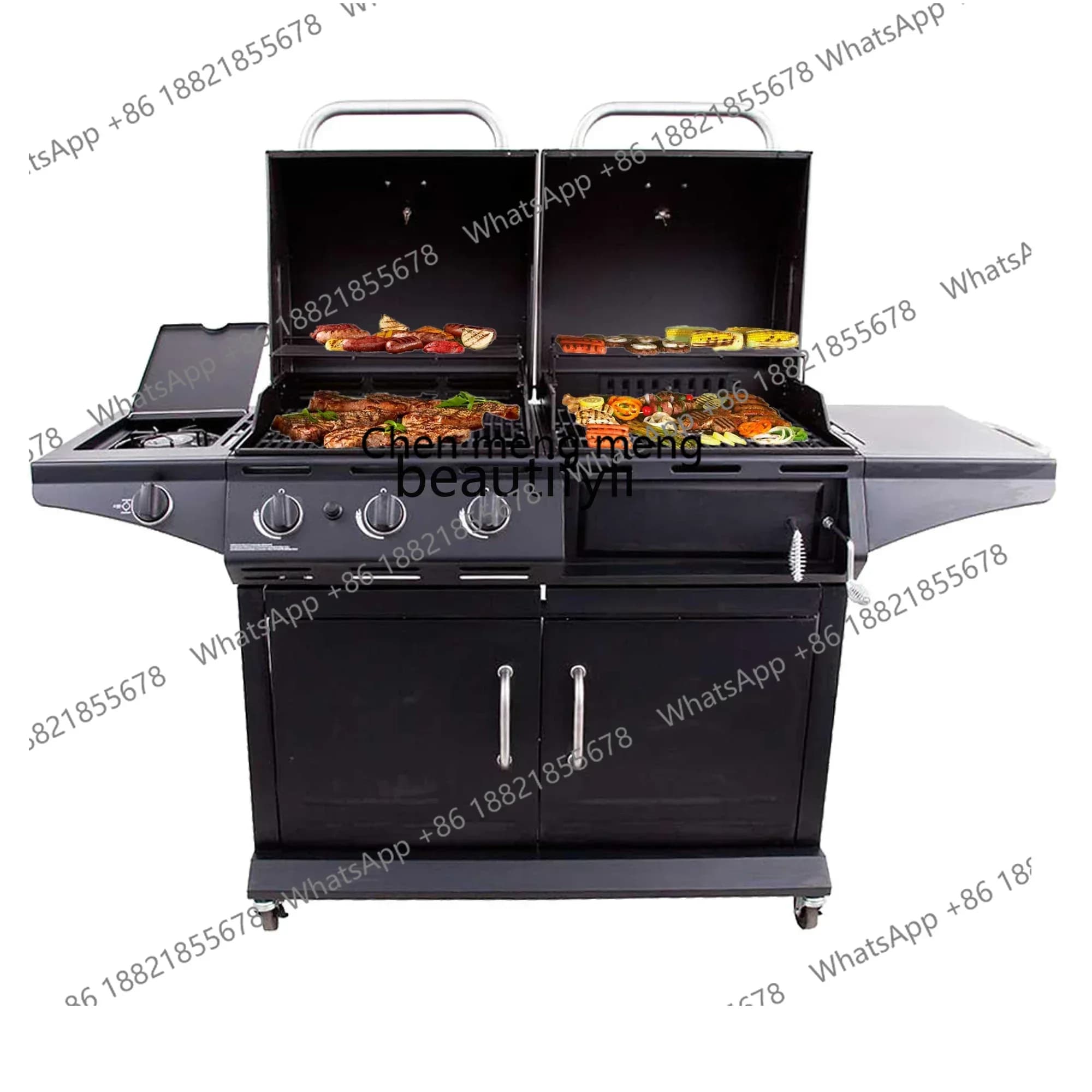 cn8617 ss New style NQ Gas and carbon dual-purpose courtyard grill, liquefied gas grill, commercial large-size hotel American st