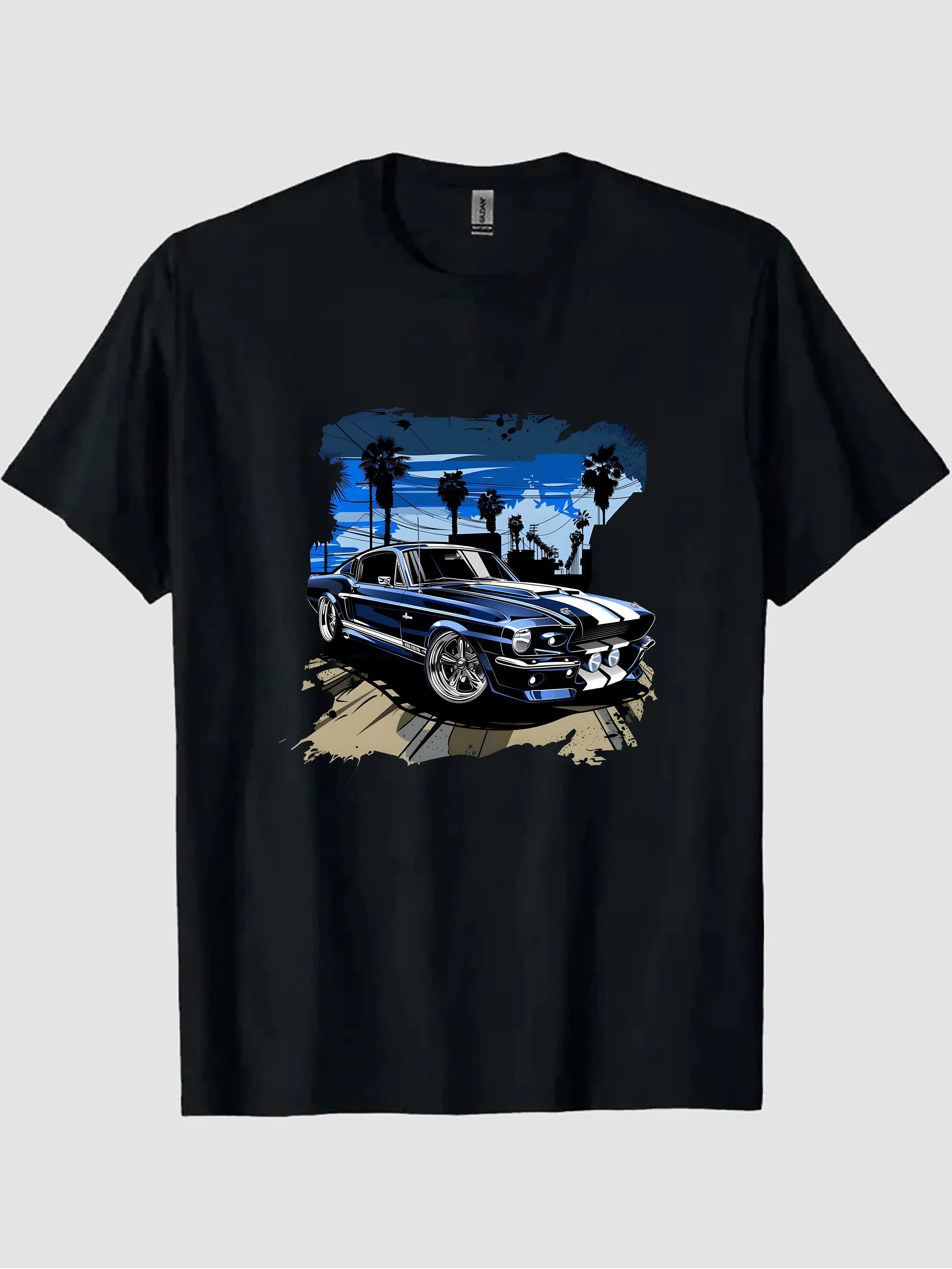 An American Muscle Car Pattern T-Shirt 100% Cotton O-Neck Short Sleeve Summer Casual Mens T-shirt Streetwear