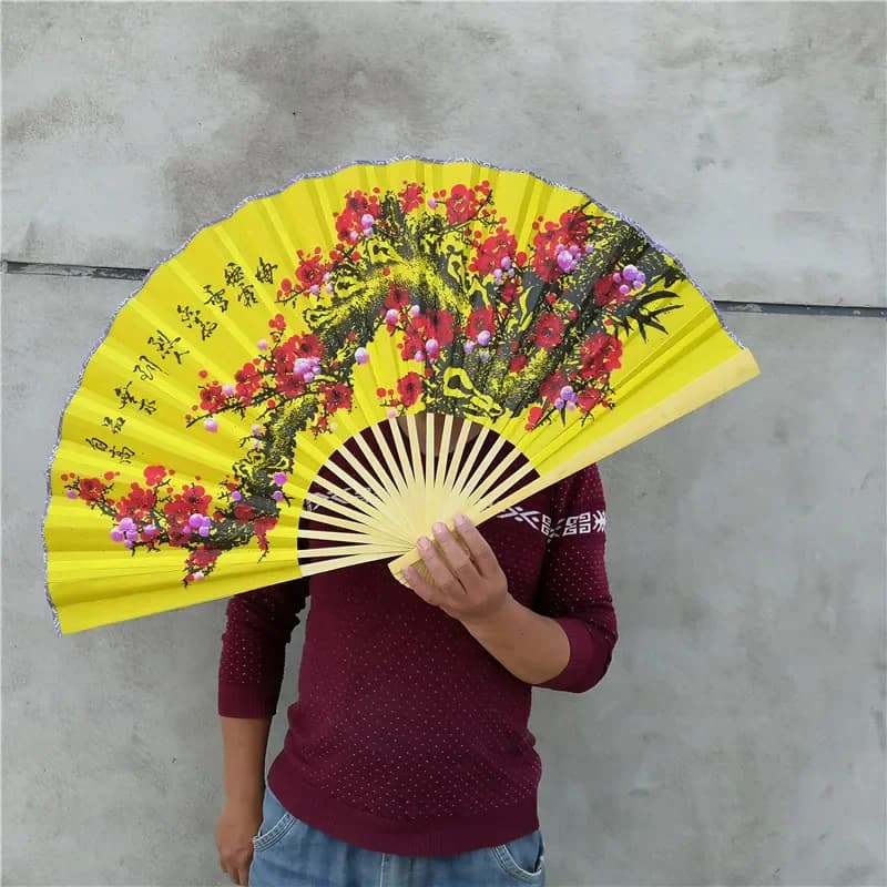 Folding Bamboo Fan Large Big Hand Classical Wall Mount Fan Living Room Decorative Plum Fans Chinese Decoration Wedding Gifts