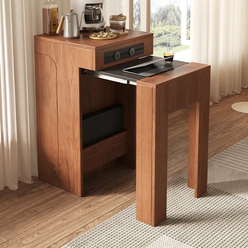 Wooden Retractable Dining Tables Modern Apartment Space Saving Mini Dining Table Rectangular Home Dining Table