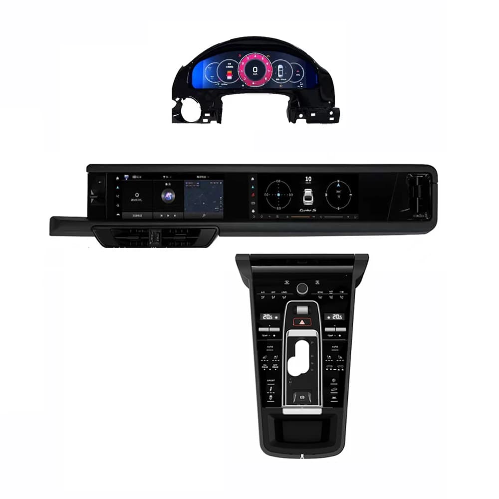 24.6" Dual Screen Car Upgrade Kits Android Multimedia Digital Cluster Console Panel Cayenne 2011-2017 Saddle Panel