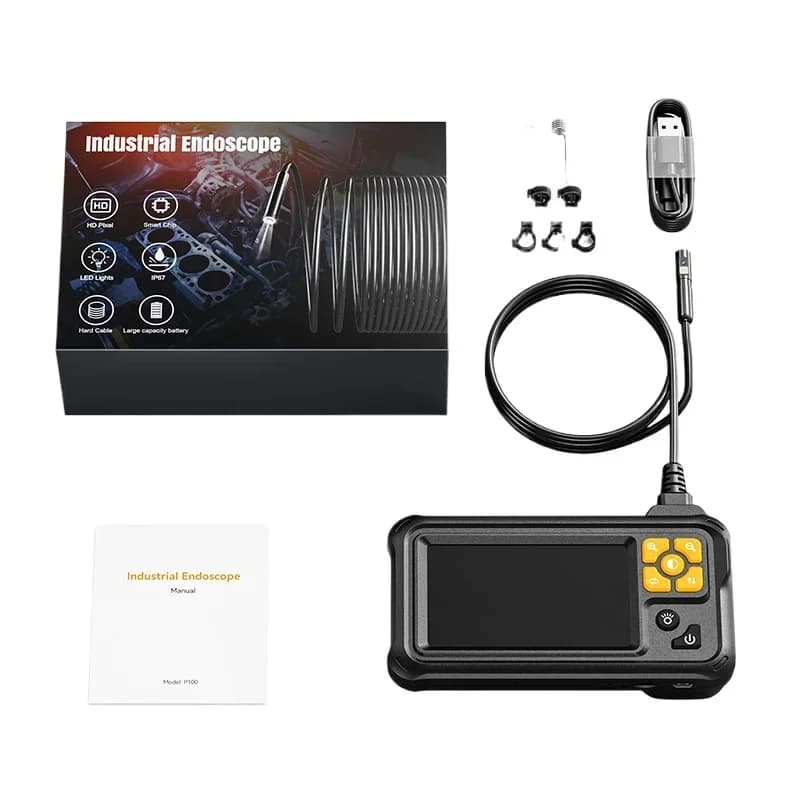 High definition visual dual lens industrial pipe endoscope, handheld and convenient car detector pipe inspection
