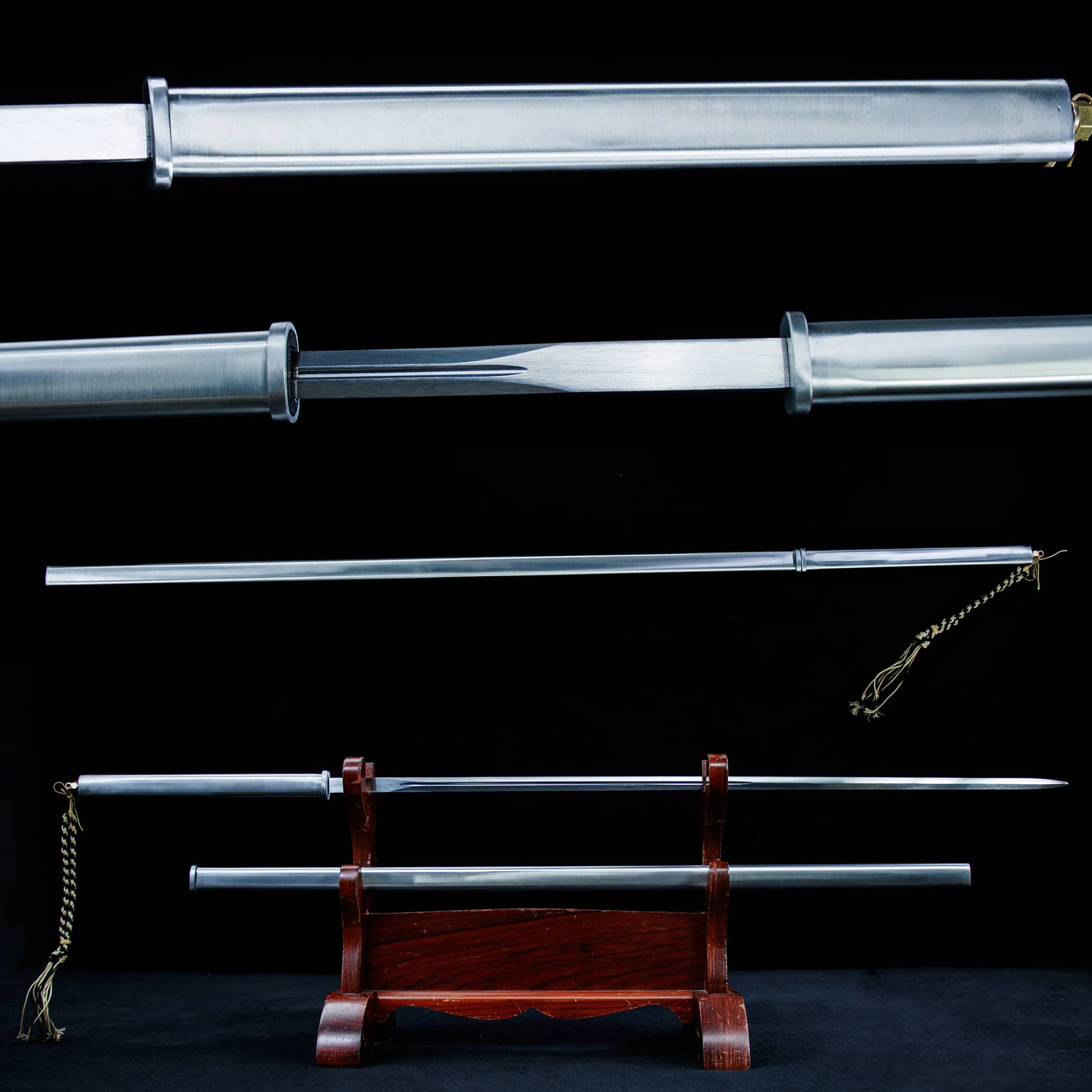 102cm Stainless Steel Staff Sword - Battle Preparation Katana Real Sword Gift for Ninja Martial Arts Enthusiasts Not Sharp