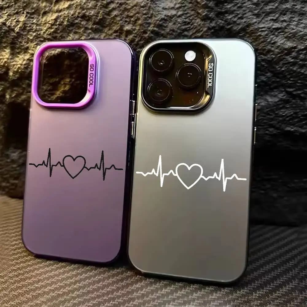 Love power generation pattern Phone Case For iPhone 17 16 15 14 13 12 11 Pro Max Plus Silver candy Matte Cover