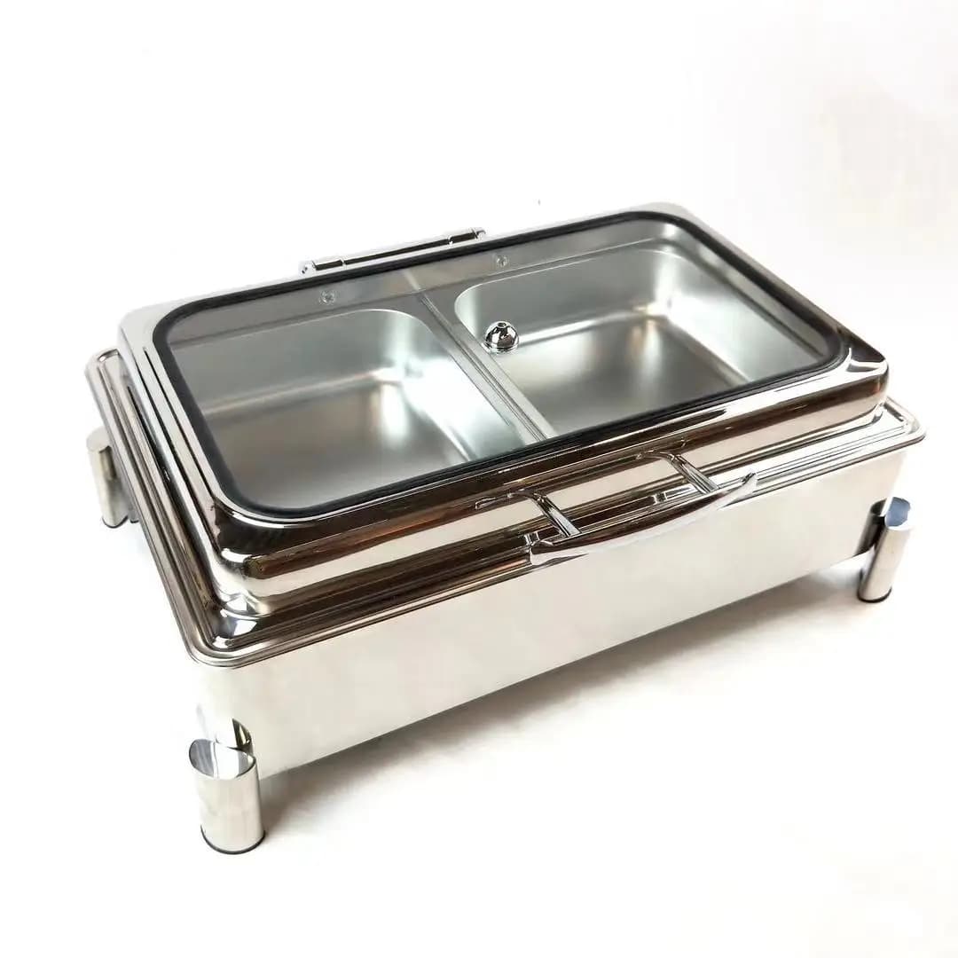 Electric Buffet Warmer Catering Equipment with Stainless Steel Glass Lid for Hotel and Restaurant Food Display Design