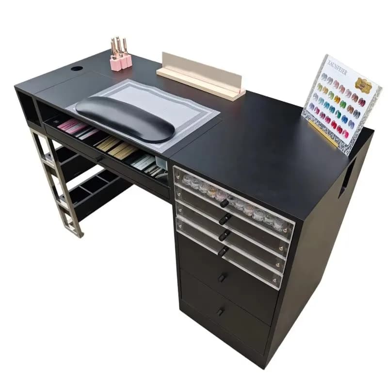 Modern Double Armored Wood Salon Table with Storage Drawers Best-Selling Design for Shopping Malls