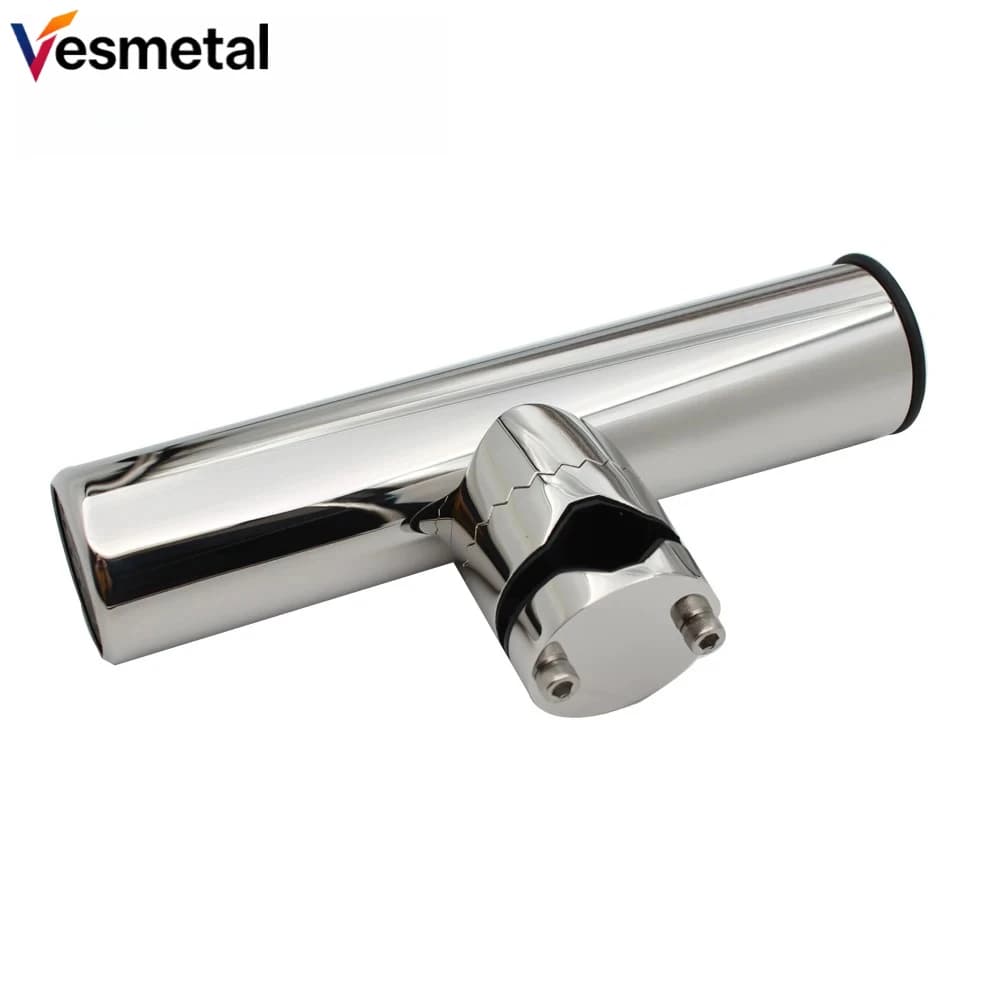 316 Marine Grade Stainless Steel Rod Holder, 360° Rotatable Clamp-on Rail Mount, Adjustable 19-25mm / 22-32mm