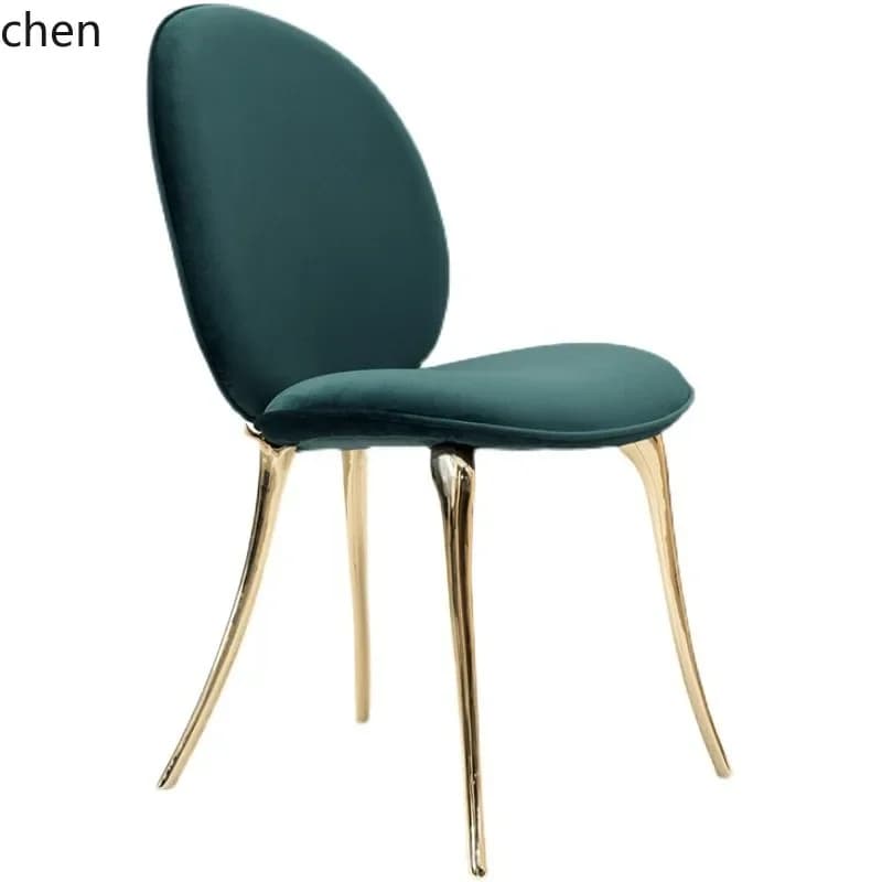 DSA Leisure Chair Light Luxury Pure Copper Dining Chair Living Room Reception Backrest Makeup Upholstered Chair