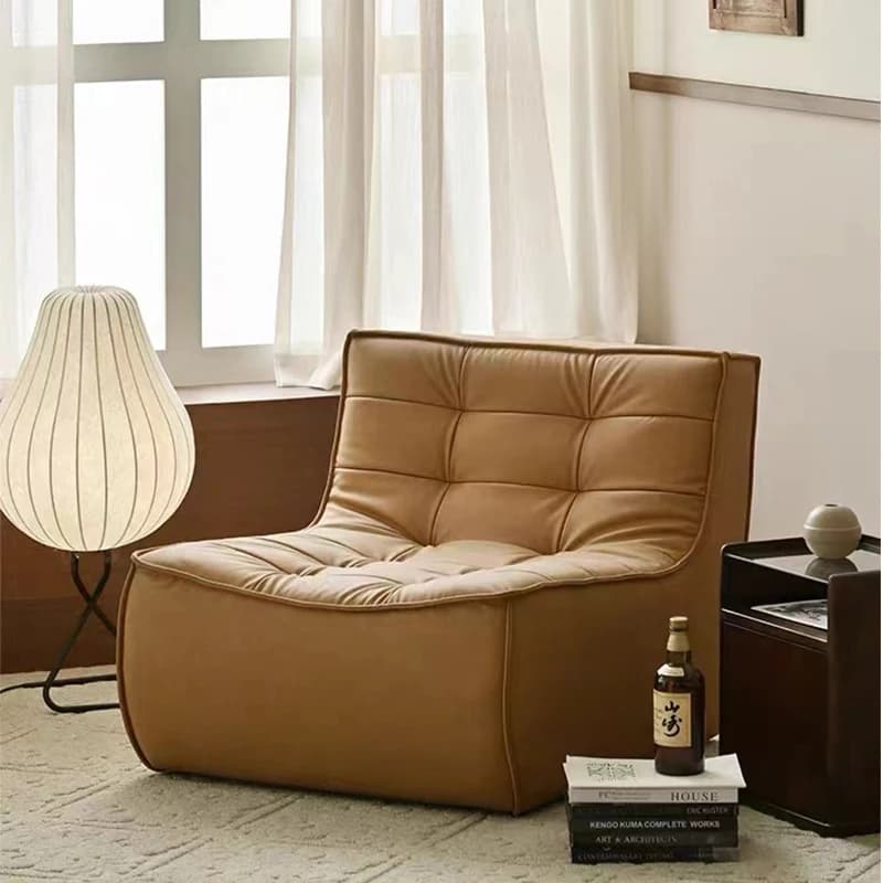 LTT French retro ramen sofa black leather small apartment medium antique sofa