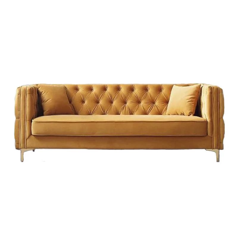 Nordic light luxury velvet fabric sofa simple modern buckle double triple sofa living room model room sofa