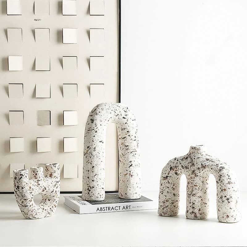 Wabi Sand minimalist wind flower rock stone pattern ceramic vase, sales office  creative art flower ornament