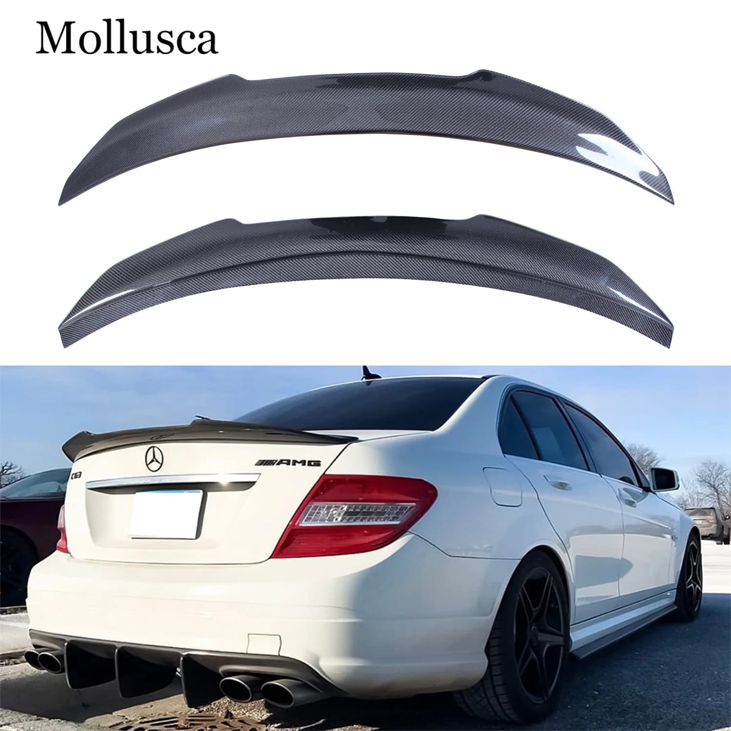 For Mercedes-Benz C-Class W204 4Door PSM2 Style Carbon Fiber Rear Spoiler Trunk Wing 2007-2014