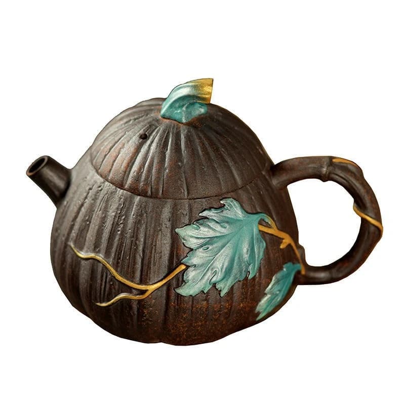 Clay pumpkin pot Hand-painted home tea set teapot ball hole single pot