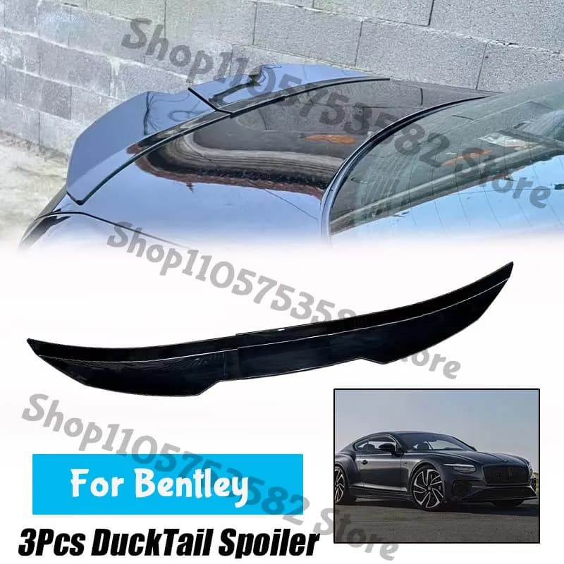 3Pcs Ducktail High Kick Trunk Spoiler For Bentley Universal Rear Boot Wing For Multi Models Car