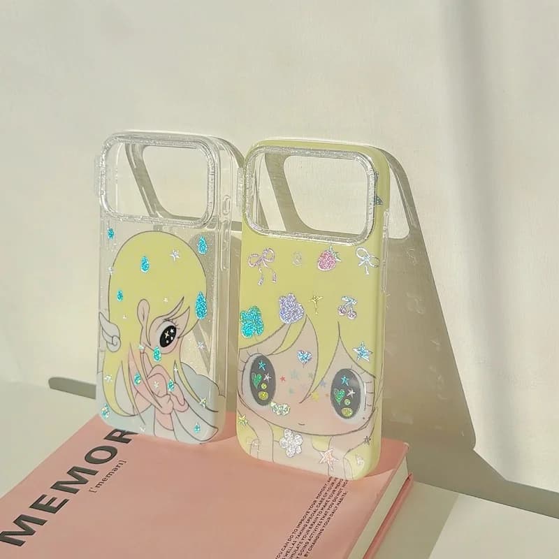 Ins Korean Star Tears Girl Wing Phone Case For iPhone 18 17 16 15 Pro Max XR XS MAX MINI 7 8 Plus Clear Soft Cover