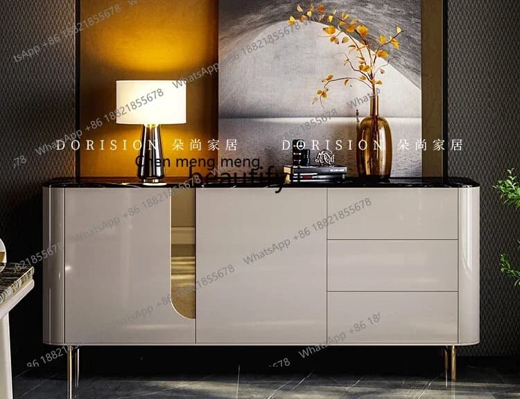 D178 Light luxury dining side cabinet, simple modern living room wall locker, marble decorative cabinet D9