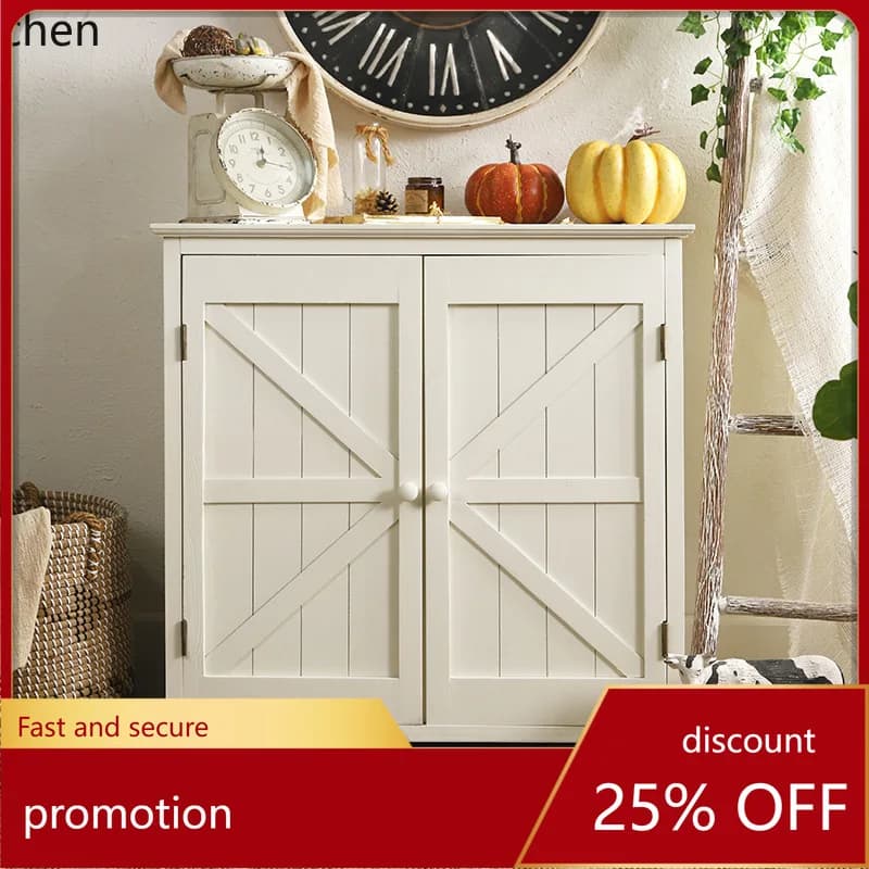 Hxl storage cabinet table indoor double-door cream white storage cabinet
