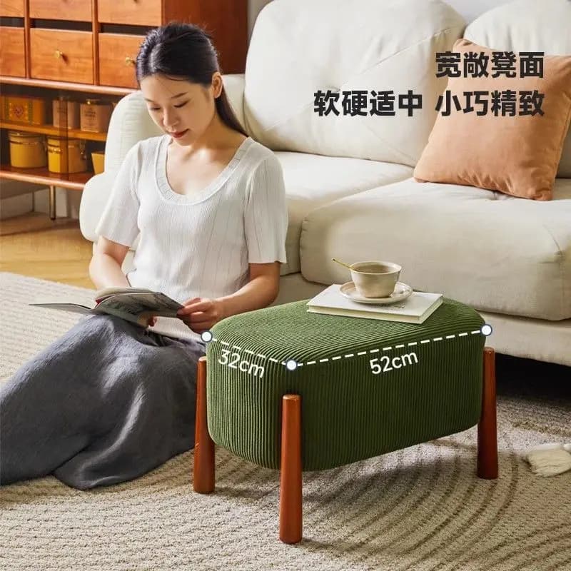 HYS solid wood small stool, living room bench, home door shoe change stool, modern simple soft bag sofa stool, low stool