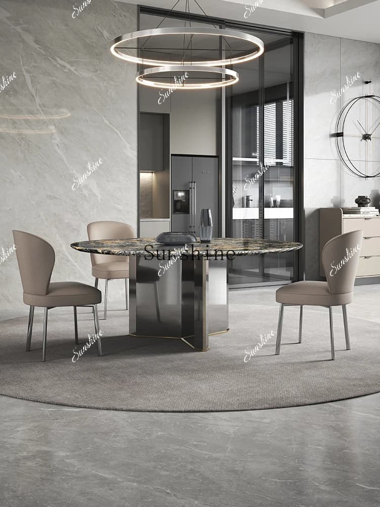 Light luxury high-end villa luxury stone dining table large flat simple Italian dining table FT