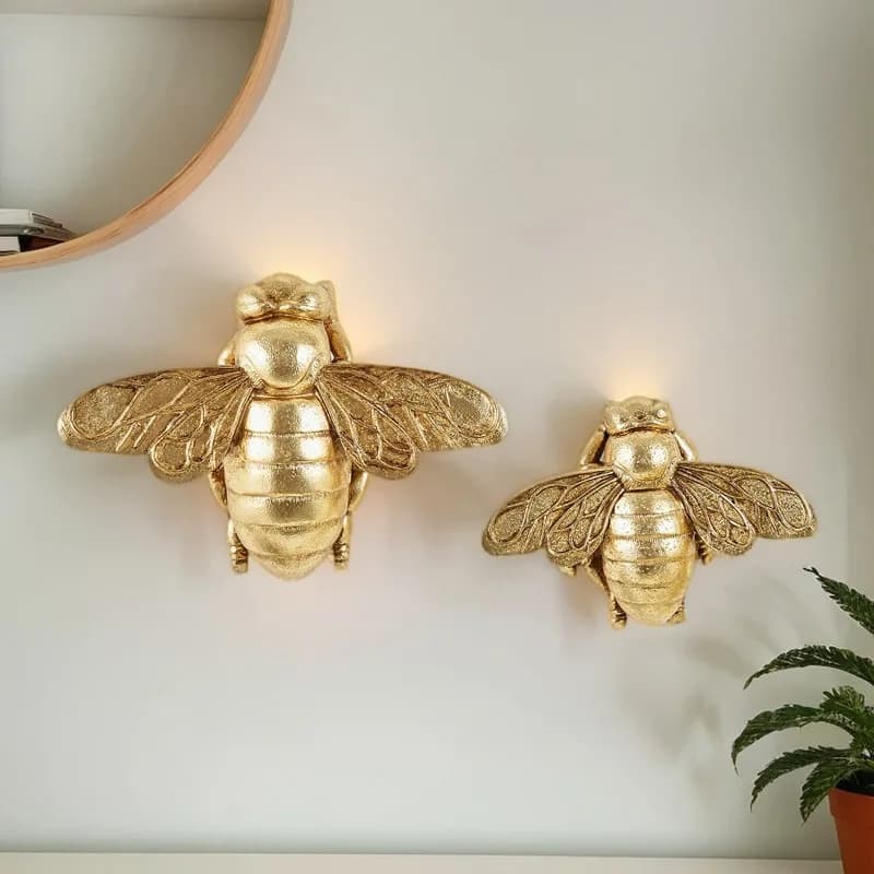 Resin Material Golden Bee Home Wall Decoration Crafts Creative Insect Decoration Pendant Украшение Стен Festival Decorations