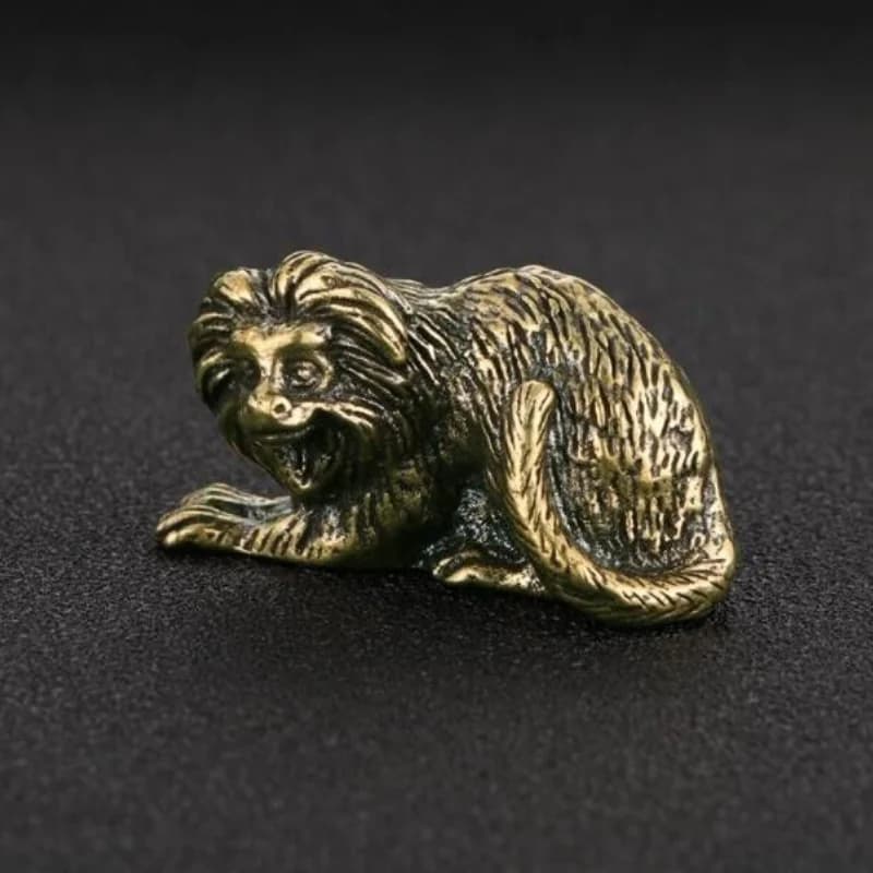 Retro Brass Mini Crouching Lion Sculpture Jungle Animal Figurine Tabletop Bonsai Landscape Home Decoration Craft