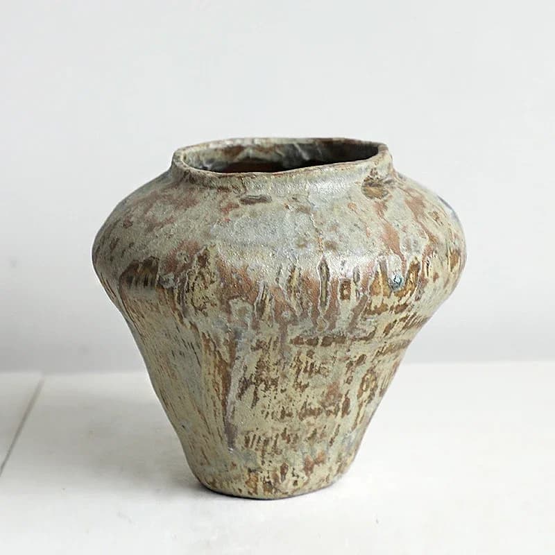 Zen retro Chinese-style wabi-sabi wind coarse pottery flower ware hydroponic ceramic vase B & B hotel living room decoration