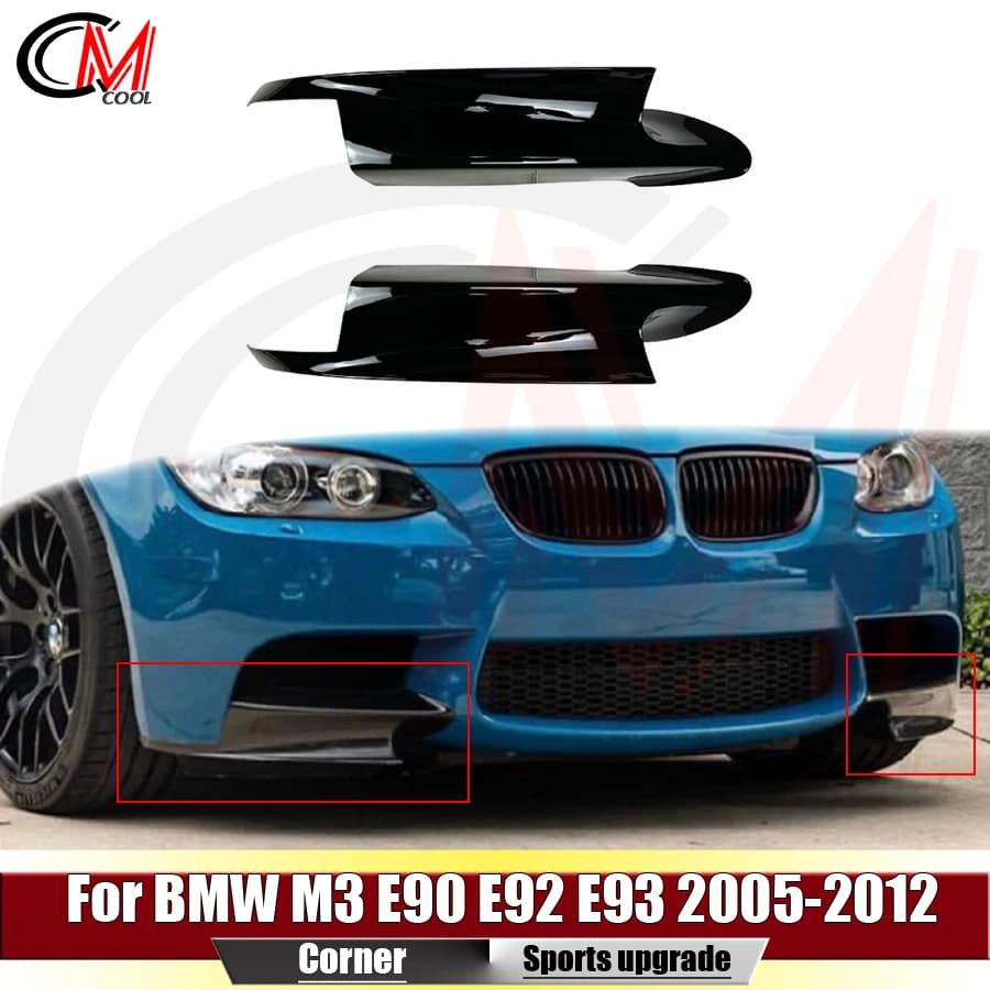 For BMW M3 E90 E92 E93 2005-2012 Front Bumper Gloss Black Air Knife Plastic Air Knife Trim Upgrade Body Kit