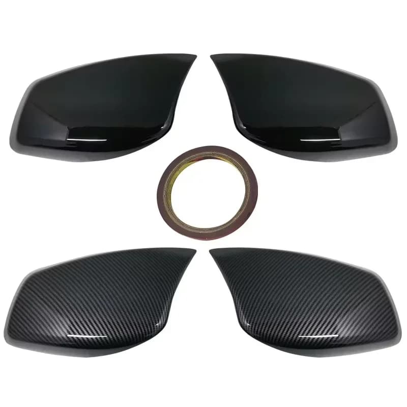 Rearview Mirror Cover Cap for BMW E60 E61 E63 E64 5 Series Model 2004-2008 Carbon Fiber / Black