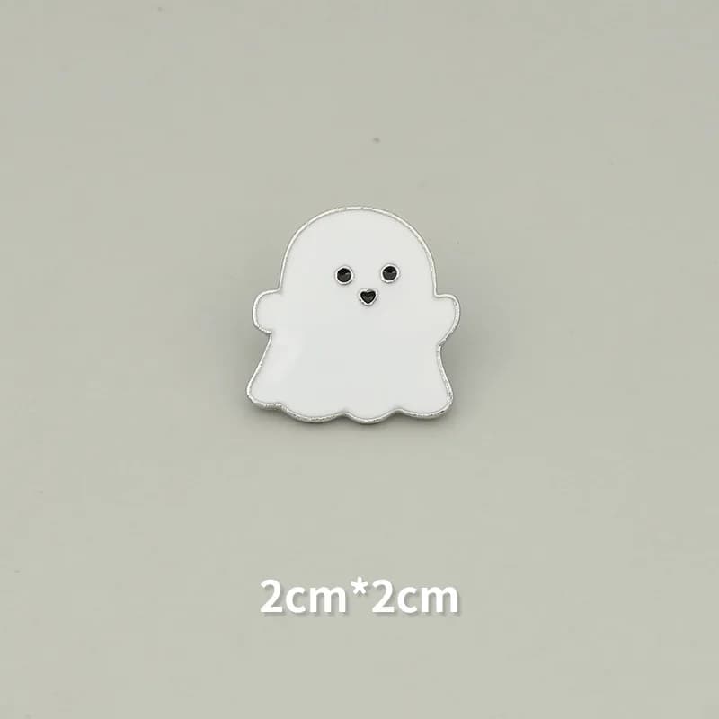 Cartoon Cute White Black Eyes Ghost Brooch Pin Men Casual Fashion Gift Badge Decoration for DIY Clothing Bags Hat Scarf T-shirt