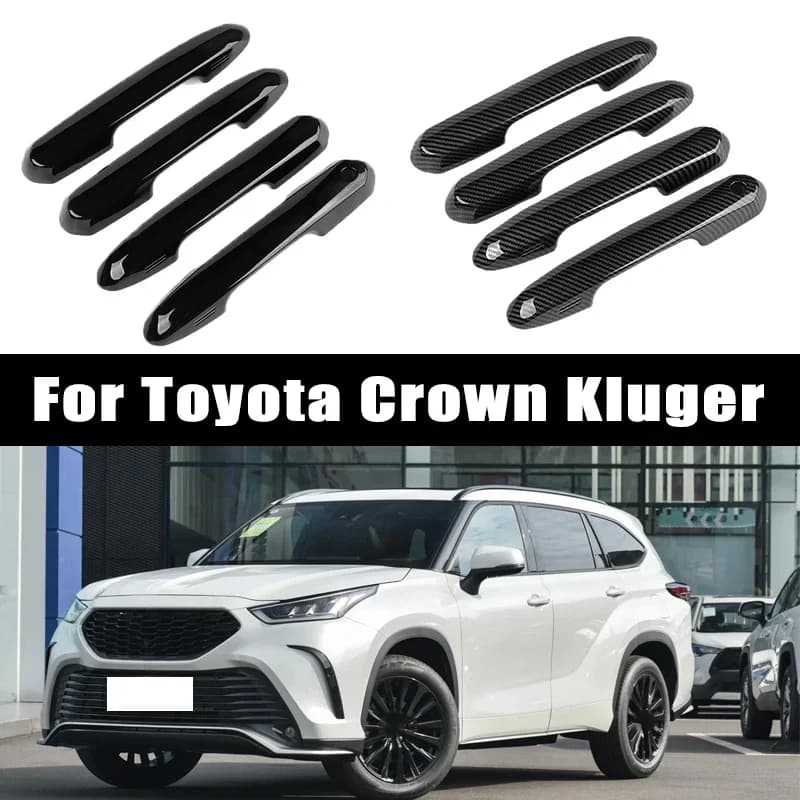4pcs Carbon Fiber Chrome Car Door Handle Cover Scratch Protective Accessories For Toyota Crown Kluger 2021 2022 2023 2024
