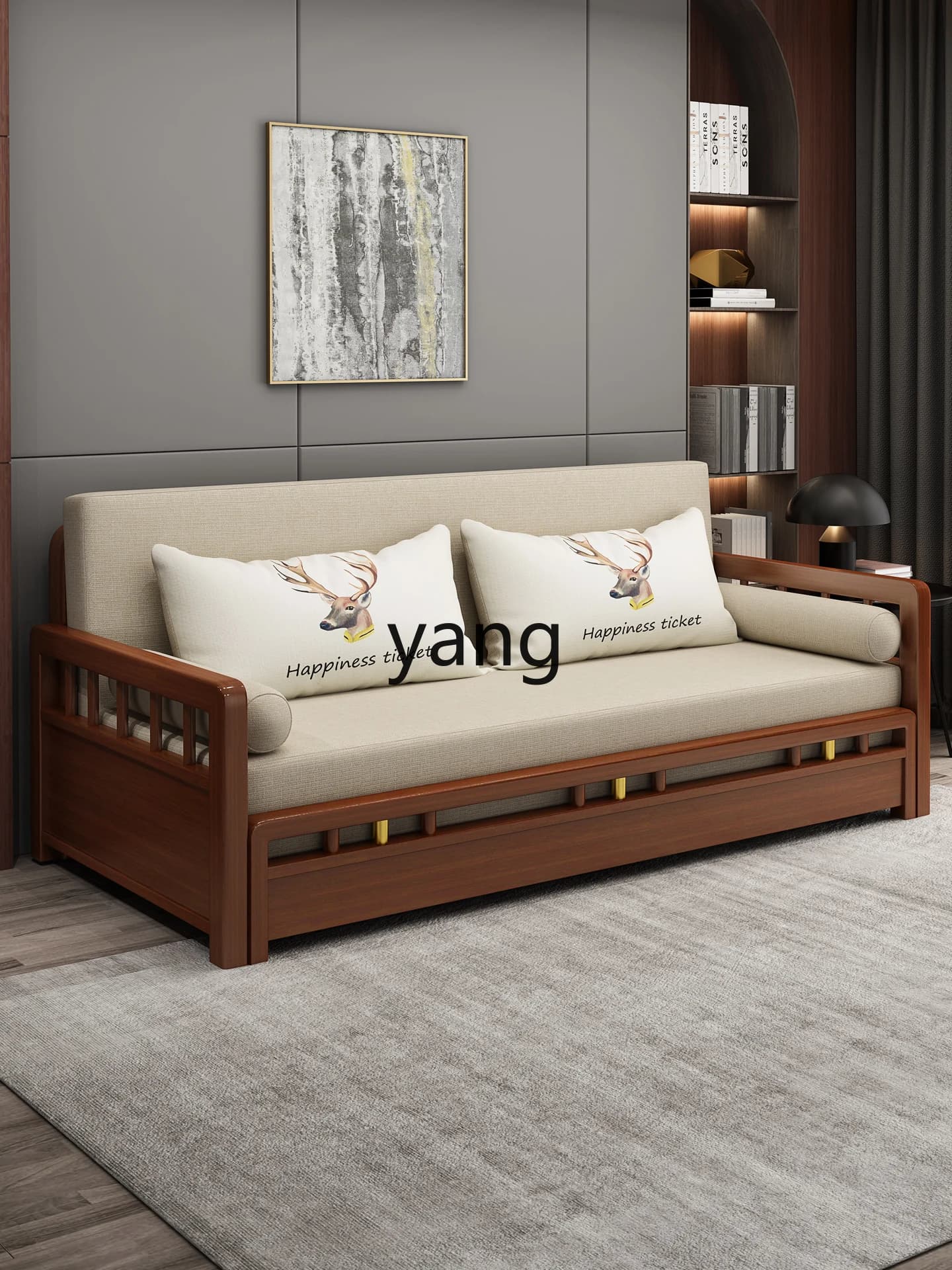 LH ,foldable solid wood sofa bed multi-functional study two-in-one sofa bed folding