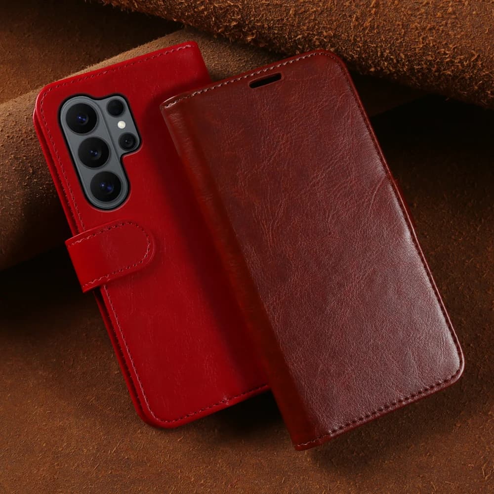 Premium Leather Flip Case For Samsung Galaxy S26 Ultra S25 Edge S24 Plus S23 FE S22 S21 S20 Note 20 Phone Case Cover Coque Funda