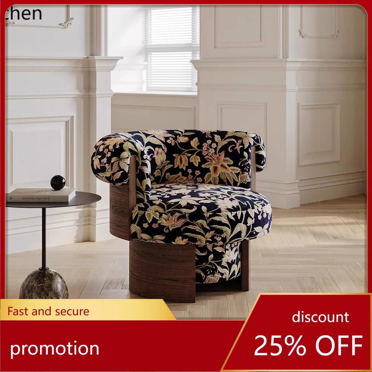 HXL Single Swivel Chair Solid Wood Living Room Sofa Chair Comfortable Lazy Single Chair