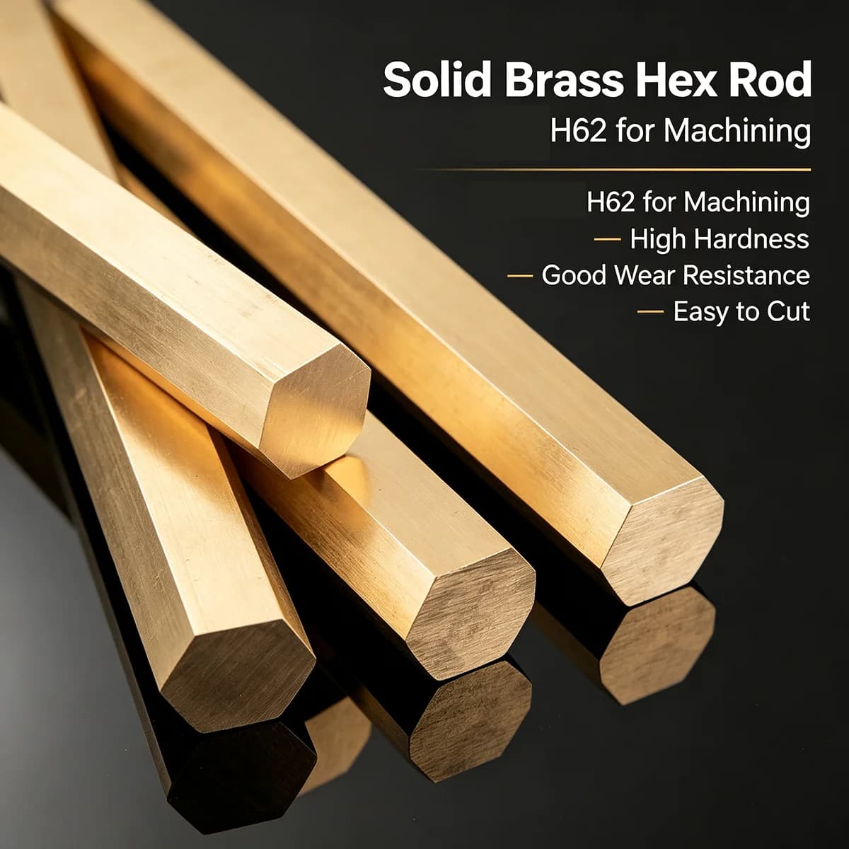 H62 Brass Hexagonal Bar Hex Rod Solid Metal Bar Corrosion‑Resistant for CNC Machining Wear‑Resistant Hardware Raw Material