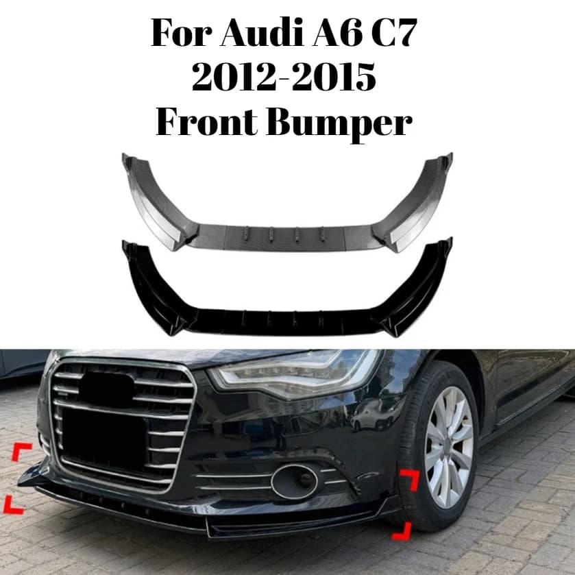 For Audi A6 C7 2012-2015 Front Bumper Front Lip Spoiler Splitter Guard Carbon Fiber Looks Trim Exterior Styling Auto Accessories