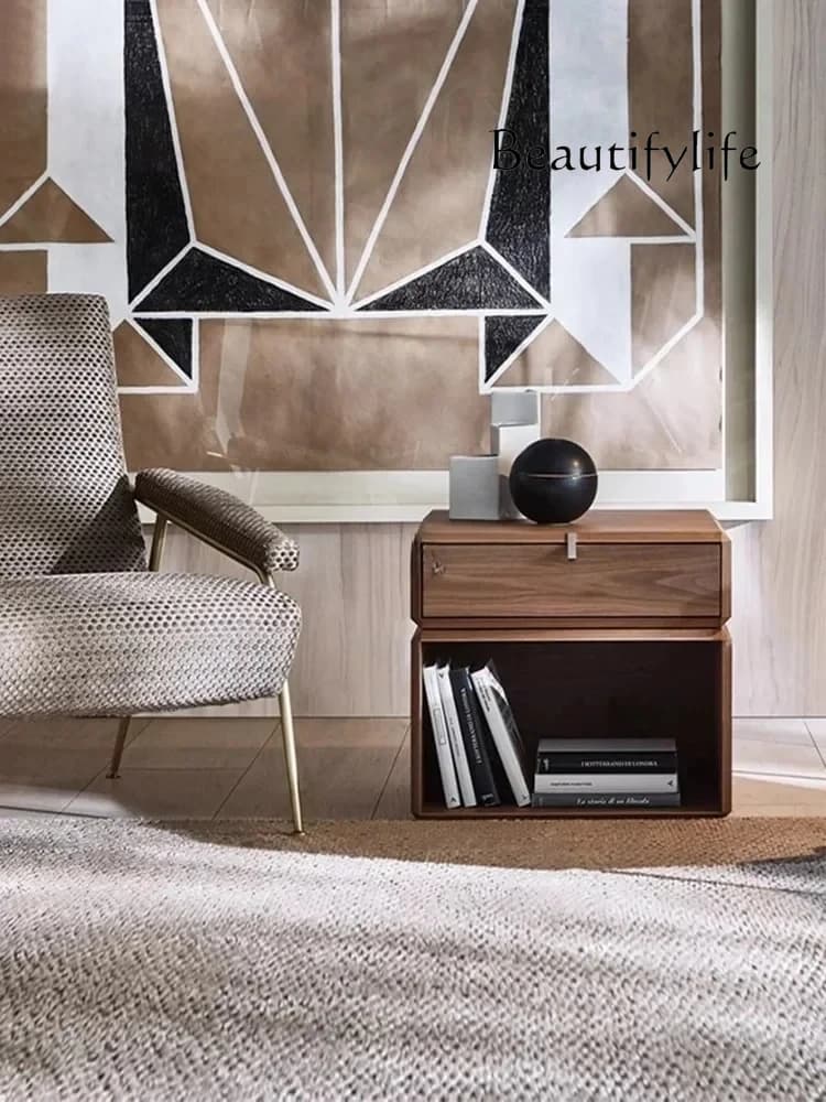 ANordic Solid Wood Simplicity Bedside Table Rotating Bedside Table Three-Layer Chest of Drawers