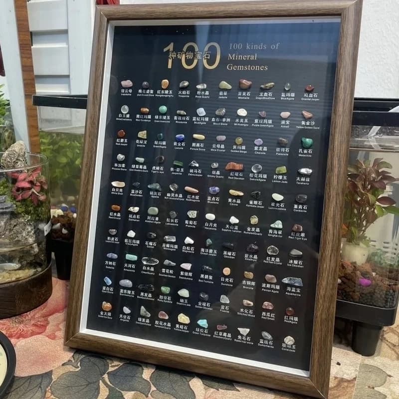 100Pcs Mixed Natural Gemstone Collection Agate Fluorite Obsidian Crystal Specimens for Home Office Shelf Table Display